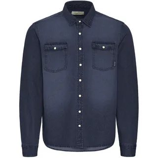 Jeanshemd BLEND "Jeanshemd BHDargo", Herren, Gr. 3XL, N-Gr, blau (denim unwashed blau), Obermaterial: 100% Baumwolle CO., Hemden Jeanshemd