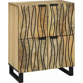 Sideboard Braun 60 x 33 x 75 cm massives Mangoholz - Beige, Braun