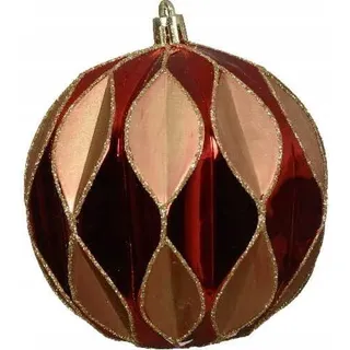 Bruchsichere Weihnachtskugel 10cm rot und gold - Rot, Gold