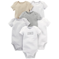 Simple Joys by Carter's Unisex Baby Neutral Short-Sleeve Infant-and-Toddler-Bodysuits, Weiß/Grau, Frühchen (6er Pack)