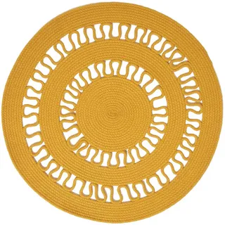 Homescapes Teppich geflochten rund mit Häkel-Muster 90 cm , Textil , Rund , 90x90 cm , Teppiche und Böden, Teppiche