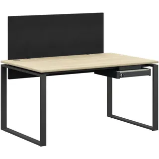 Cantus Jugendschreibtisch , Anthrazit, Eichefarben , Metall, Textil, Holzwerkstoff , 1 Schubladen , rechteckig , Kufe , 80x72x160 cm , Made in Germany , in verschiedenen Holz-Dekoren erhältlich, abschließbar , Holzmöbel, Holztische, Schreibtische Holz, Kinderschreibtische Holz