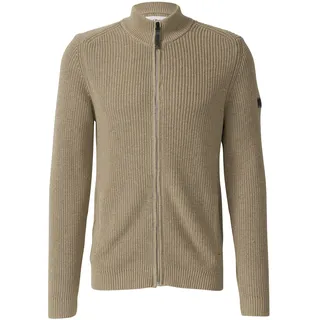 s.Oliver Strickjacke S.OLIVER, Herren, Gr. 3XL, dk beige, Strick, Obermaterial: 100% Baumwolle, unifarben, normal hüftbedeckend, Rundhals, Bündchen, Strickjacken Strickjacke, mit Stehkragen und Reißverschluss