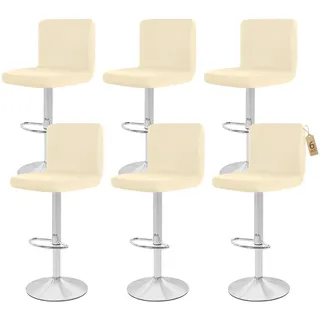 Showgeous 6 Stück Bar Stuhlhussen,Barhocker Abdeckungen Stretch Abnehmbare Esszimmerstuhl Abdeckungen für Kneipentheke,Dining Chair Barhocker Zähler Schonbezüge Esszimmer Stuhl Schonbezug(Beige)