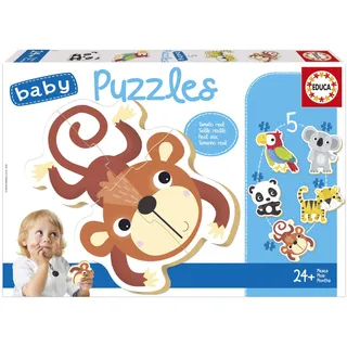 Educa - Baby Puzzle Wildtiere | Set von 5 progressiven Puzzlen von 3 bis 5 Teilen, um mit unterschiedlichen Schwierigkeitsgraden zu Lernen. Empfohlen für 24 Monate (19952)