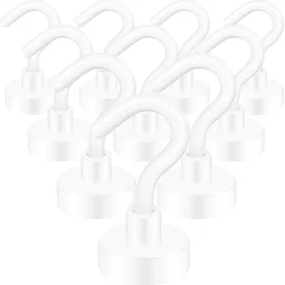 Neosmuk Magnethaken 10kg Stark für Grill Neodym Magnet Weiß 10 Stk