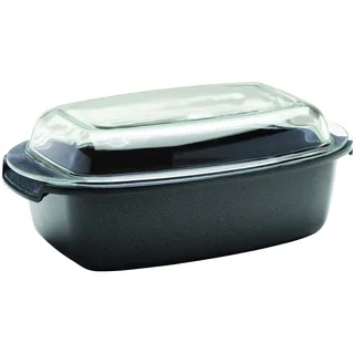 Berndes Enduro Multiusbräter mit Glasdeckel 33 x 21 cm, 5.2 Liter, Aluminium Pressofuso