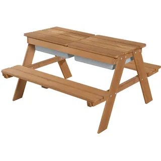 roba Kindersitzgarnitur Outdoor mit Spielwannen wetterfeste Massivholz Sitzgarnitur + Matschtisch
