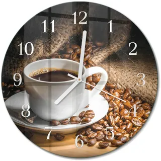 Tulup Glasuhr Wanduhr 30 cm 30fi braun