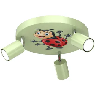 Deckenlampe Kinderzimmer Schwenkbar Ø 30 cm 3x GU10 Grün Marienkäfer