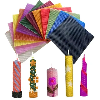 Editbar 12 Stück Bienenwachs-Kerzenherstellungs Set,12 Farben Bienenwachsplatten Für Kerzen, 20*20cm,Bienenwachskerzen,Machen Sie Ihre Eigenen Kerzen,Zur Kerzenherstellung, Basteln, Weihnachtskerzen