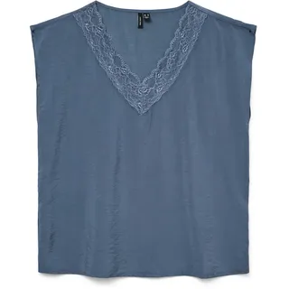 Vero Moda Vmsafa Sl V-Neck Lace Top Blau S