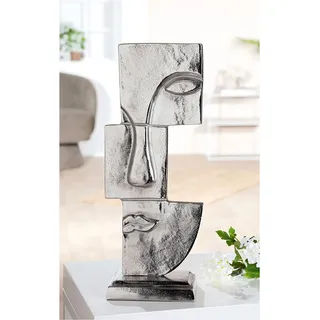 Casablanca by Gilde Skulptur Small Lips, silberfarben, antikfinish, Gesichtsmotiv, H 44cm, B 17cm, T 10cm - Deko, Kunst, Wohnaccessoire, Geschenk