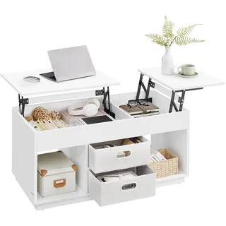 VASAGLE Couchtisch höhenverstellbar Weiß 115 x 70 cm