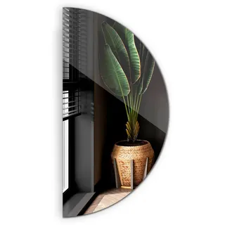 Tulup Spiegel 50x100 cm Halbrunder , Blaugrau , Glas , Formgebogen , 50x100x0.4 cm , Spiegel, Wandspiegel