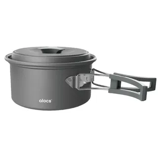 doorslay Camping Topf, Aluminiumlegierung Camping Kochtopf, Camping kochgeschirr 1L/1.7L/3L (optional), Outdoor Geschir Set mit Deckel und faltbarem Griff, für Camping Picknick Wandern