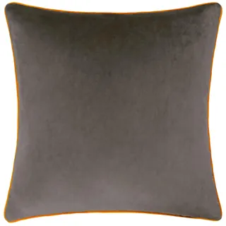 furn. Meridian Kissen mit Polyesterfüllung – luxuriöses dekoratives Samtkissen mit Kontrastpaspelierung (Mokka/Kürbis – 45x45cm)