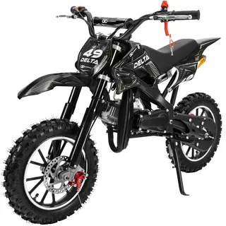Actionbikes Motors Crossbike Delta 49 cc (Schwarz) | 2-Takt 49ccm Motor bis 40 km/h | Motorrad | Pocket Bike | Dirt Bike | Motocross | Pocketbike | Motorsport | Dirtbike