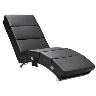 Relaxliege London Schwarz mit Massage- & Heizfunktion