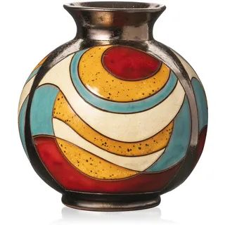 FELISTEYA Handgedrehte Keramikvase 16 cm – Bunte Blumenvase Keramik, Handglasierte Deko-Vase für Wohnzimmer, Handgefertigt Einweihungsgeschenk, Moderne Bunte Vase – Kugelvase Modell 1