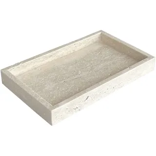 StonePlus Natürliches Marmor-Schmucktablett, klein, Stein-Organizer für Kleiderzimmer/Badezimmer/Café, Beige Travertin, 9,84 x 5,91 x 1,18 cm (L x B x H)