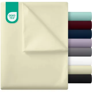 Utopia Bedding - Bettlaken ohne Gummizug 225x255cm - Oeko-TEX Zertifiziert - Weich Gebürstetes Polyester - Mikrofaser Flaches Laken – Beige