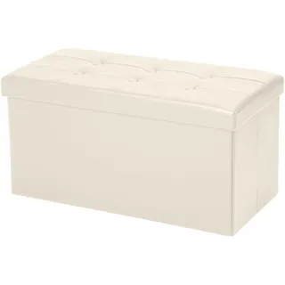 COSYLAND Sitzbank mit Stauraum - 76 x 38 x 38 cm Sitzhocker - Faltbare Hocker - Sitztruhe bis 200 kg belastbar, für Wohnzimmer Schlafzimmer, Beige