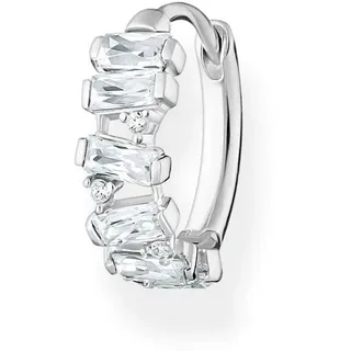 Thomas Sabo Damen Einzel Single Creole weiße Steine, mit Clipverschluss