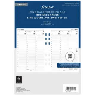 Filofax Kalender A5 Multi 1 Woche auf 2 Seiten (deutsch)2026