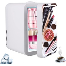 Mini-Kühlschrank Tragbarer 8L Kosmetischer Kühlschrank mit LED Make up Spiegel, leise, Thermoelektrischer Kühler und Wärmer für Auto und Haushalt,Reisen,Lebensmittel,Medikamente
