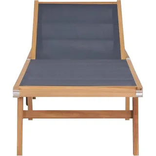 vidaXL Sonnenliege Klappbar mit Rädern Teak Massivholz und Textilene - Braun