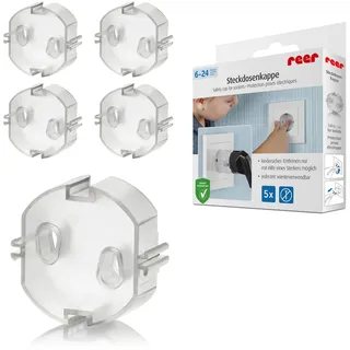 Reer Steckdosenkappe, das Original vom Erfinder des Steckdosen-Schutzes, transparent, 5 Stück