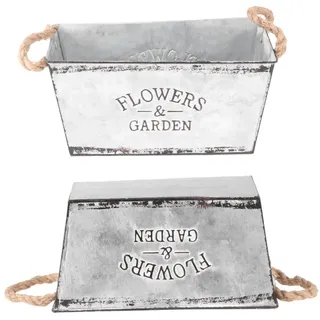 JOINPAYA Henkel Blumenkübel aus Eisen Small Size Silber | Blumentopf Blech, Eisen und Rope mit Griff, Sicher und Leicht zu Bewegen, für Shop