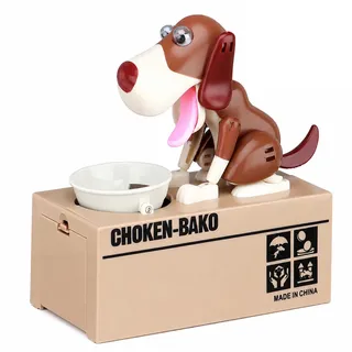 Hungriger Hund Spardose, Hungry Dog Sparschwein, Weiß Braun | Welpen-Sparschwein, Münze Kaut Spardoses, Münze Spardoses, Geburtstagsgeschenk Weihnachten