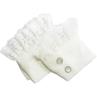 JOYKK 1Pair Damen Pullover Dekor Chiffon Gefälschte Ärmel Floral Lace Plissee Falsche Manschetten - Weiß