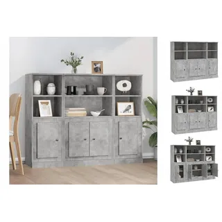 vidaXL Highboards 3 Stk. Betongrau Holzwerkstoff