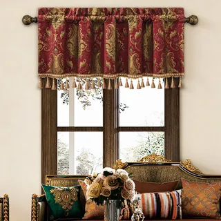 TOPLUXE Scheibengardine, Kurzstore für Schlafzimmer Esszimmer Wohnzimmer Küche, Damast Volant für Fenster 137x46 cm 1 Stück (Burgund)