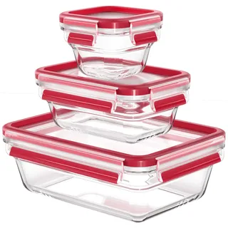 Emsa Clip & Close Frischhaltedosen Set rot 0,18 l, 0,45 l, 1,3 l