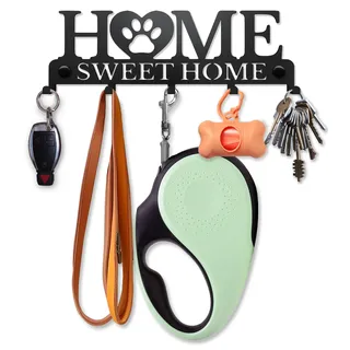 SirHoldeer Hundegarderobe, Hundeleinenhalter Wand, Schlüsselbrett Schwarz, Wandhaken für Hundeleine, Hundespielzeug, Halsband oder Schlüssel, Hunde Geschenke, Geschenkideen für Hundebesitzer