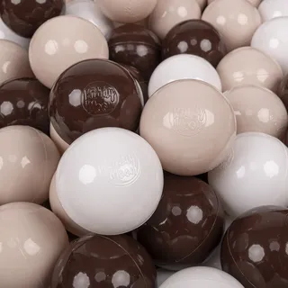 KiddyMoon 300 bälle/7cm kinder bälle spielbälle für bällebad baby einfarbige plastikbälle eu, pastellbeige/braun/weiß