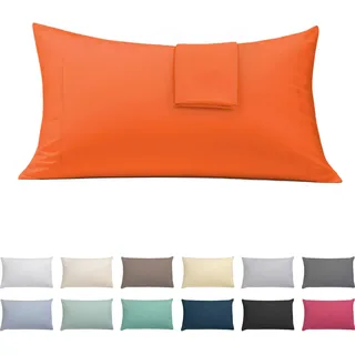 ECOMMERC3 2 Kissenbezüge, 45 x 80 cm, extra weich und bequem, orange, atmungsaktiv, leicht zu waschen