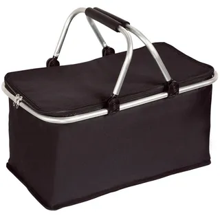 Kesper Einkaufskorb , Schwarz , Metall, Textil , rechteckig , 50x29x25.5 cm , faltbar, Griffe, Deckel , Ordnen & Aufbewahren, Körbe, Einkaufskörbe