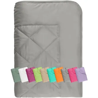 npluseins Sommerdecke 135x200 cm - dünne und leichte Bettdecke für den Sommer – Kühl schlafen – ideal für Camping Outdoor Garten und Gäste - 1180.1542, ca. 135 x 200 cm, grau