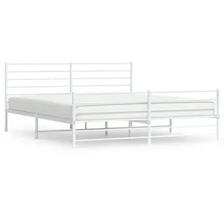 vidaXL Bettgestell, mit Kopf- und Fußteil Metall Weiß 180x200 cm Modell 11741149