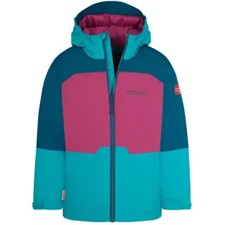 TROLLKIDS Hardanger Jacke - Bright Berry / Madeira Blue / Dark Turquoise - 128 cm