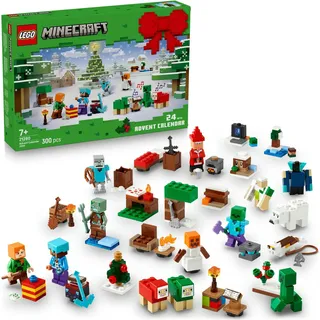 LEGO Minecraft Adventskalender 2025 - Weihnachten Spielzeug für Jungen & Mädchen ab 7 Jahren - 24 Überraschungen inkl. Minifiguren & Mini-Modellen - Kinder Spielset - Gaming Geschenk zum Advent 21280 - Bunt
