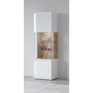 INOSIGN Vitrine »Toledo,Höhe 204 cm trendige Glasvitrine mit dekorative Fräsungen« Standvitrine ohne Beleuchtung, viel Stauraum, hochglanz Front MDF, weiß