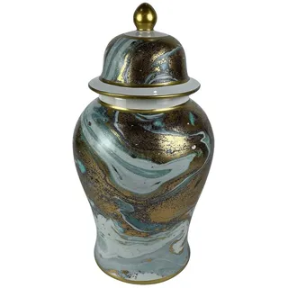 DKD Home Decor Vase aus Porzellan, modern, Blau, 22 x 22 x 41 cm