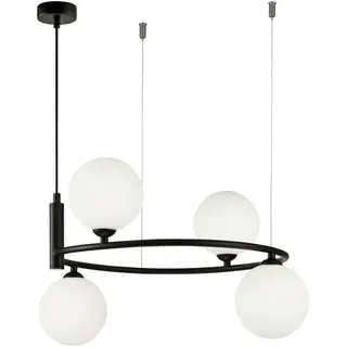 Maytoni Pendelleuchte , Schwarz , Metall, Glas , 43.5x28x39 cm , höhenverstellbar, beliebig kürzbar, gleichmäßige Lichtverteilung , Lampen & Leuchten, Innenbeleuchtung, Hängeleuchten, Pendelleuchten