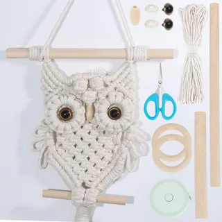 ORIGACH DIY Makramee Eule Wandbehang Kit Handmade Makramee Eule Wandbehang Wandteppich Kit Boho Makramee Wandbehang Dekor gewebt Ornament Geschenk für Schlafzimmer Wohnzimmer
